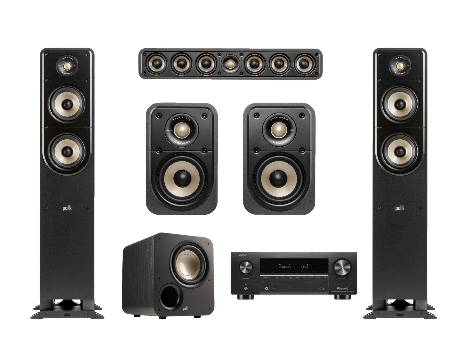 ES50, ES10, ES8, ES35 and Denon AVR-X3800H products together as a bundle